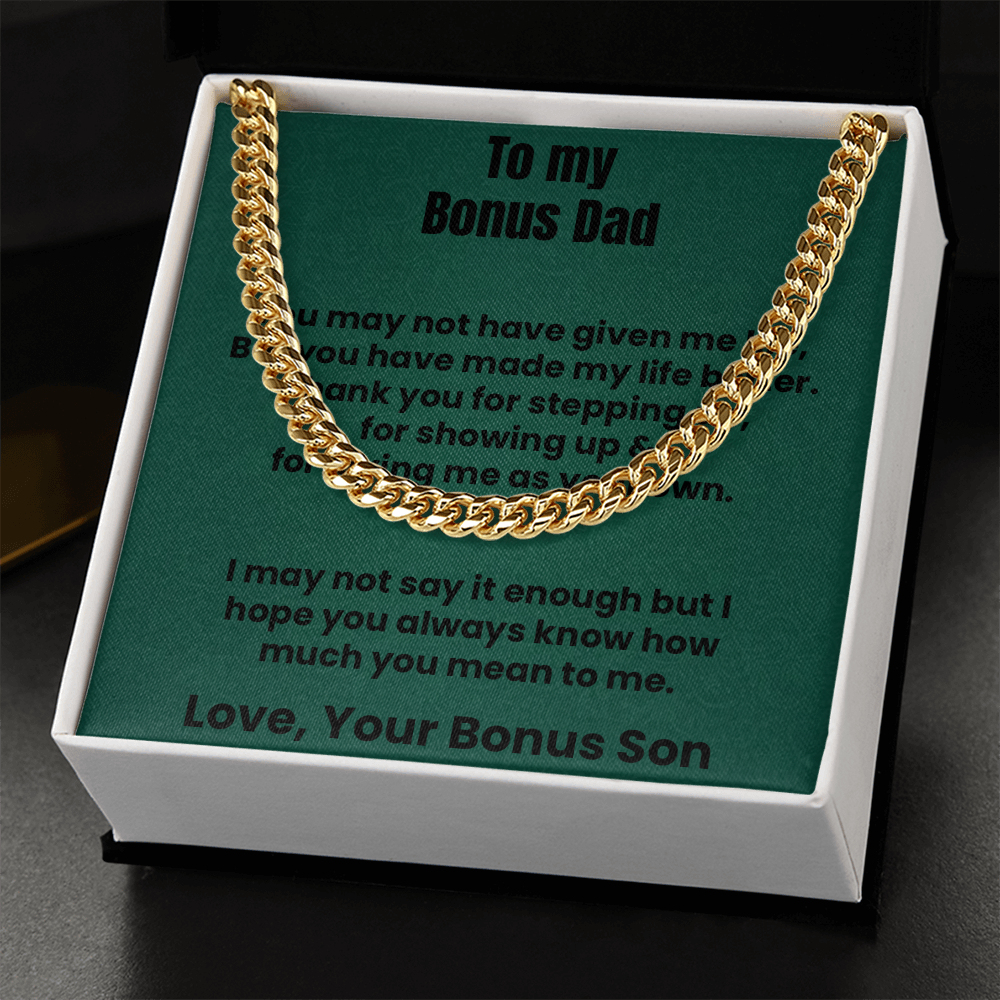 Bonus Dad Cuban Chain Necklace Gift Stepdad Gift Father's Day Present