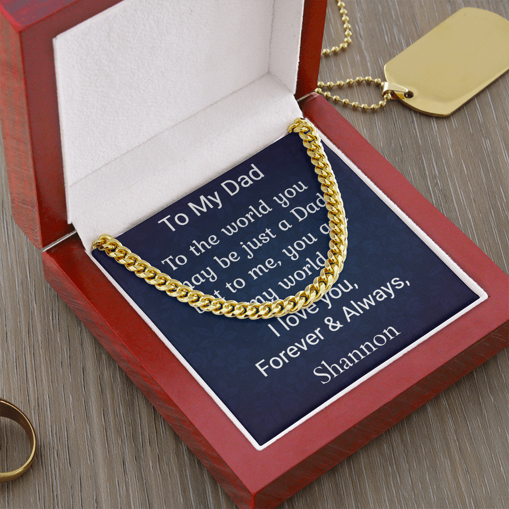 Cuban Chain Necklace Personalized Message Card To Dad Gift