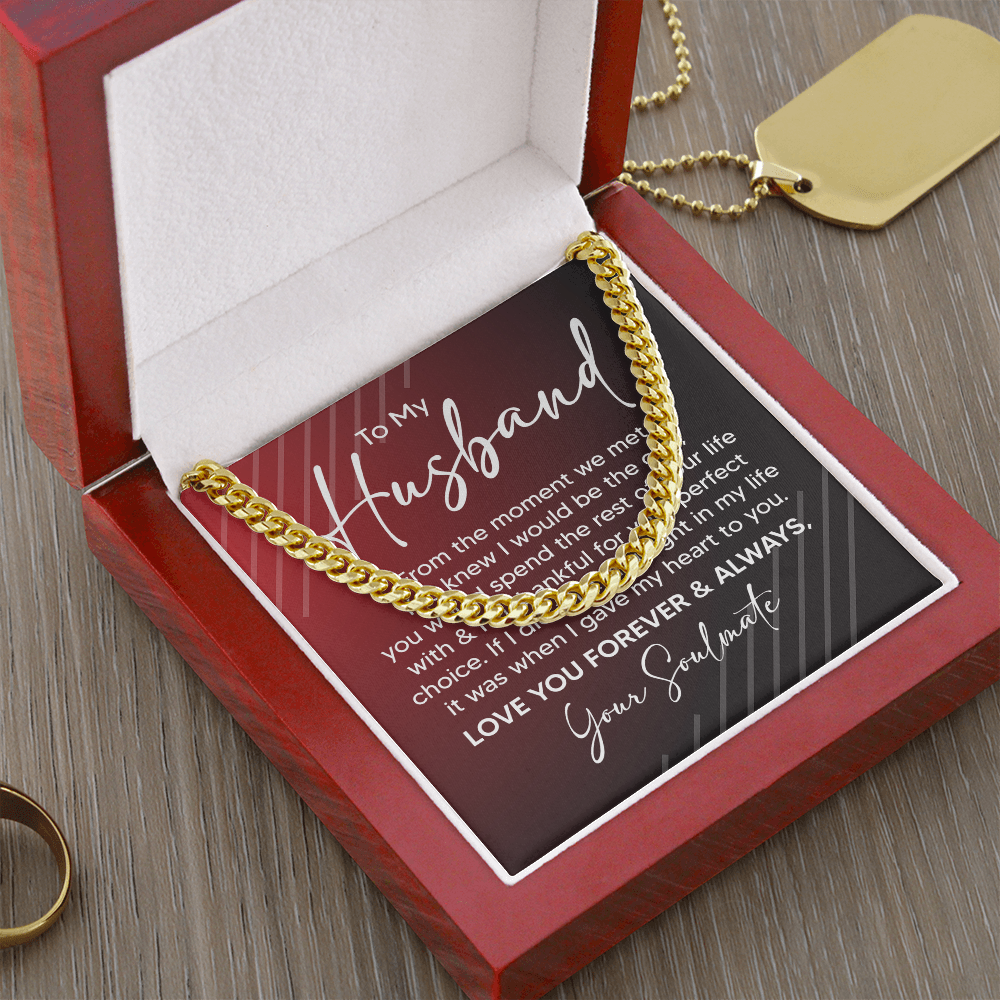 Men's Cuban Chain Necklace Husband Anniversary Gift