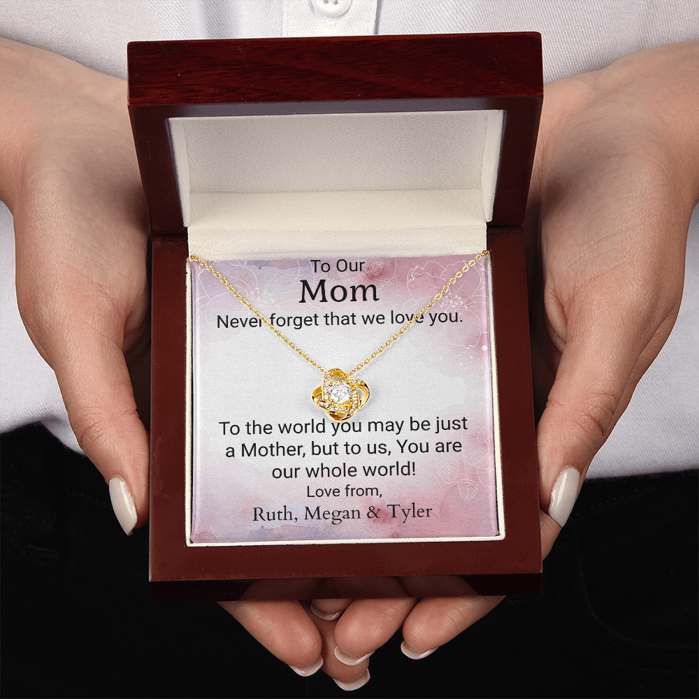 Love Knot Pendant Necklace Gift For Mom Personalized From Her Children