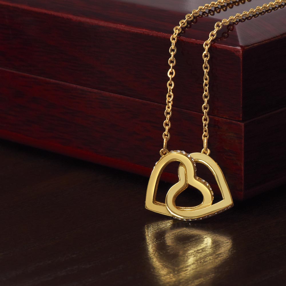Two Hearts Pendant Necklace — "You Held My Hand" Message Card Gift for Mom