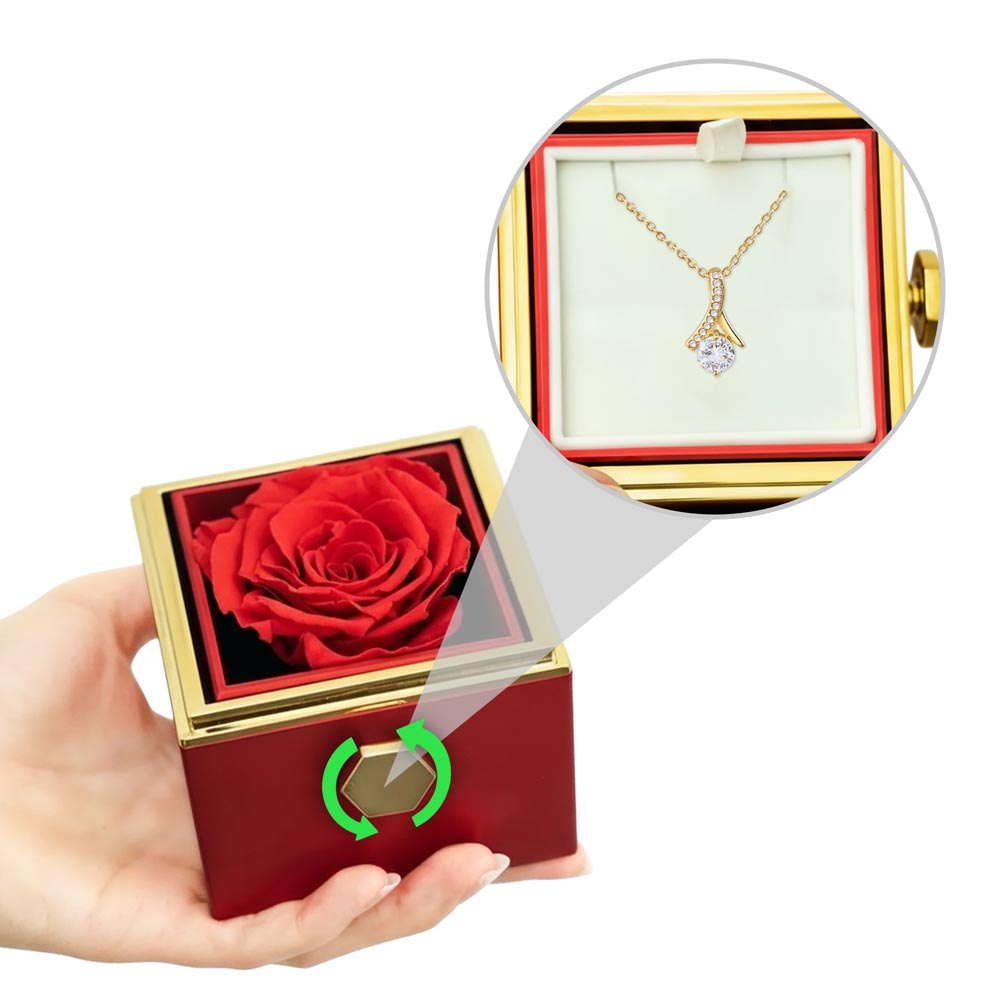 Gift For Her Pendant Necklace In A Luxurious Box Forever Preserved Red Rose