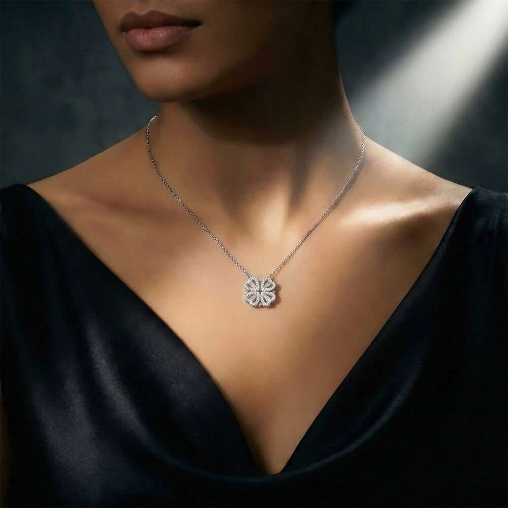 Bonus Mom Necklace Gift A Magnetic Heart Clover Pendant