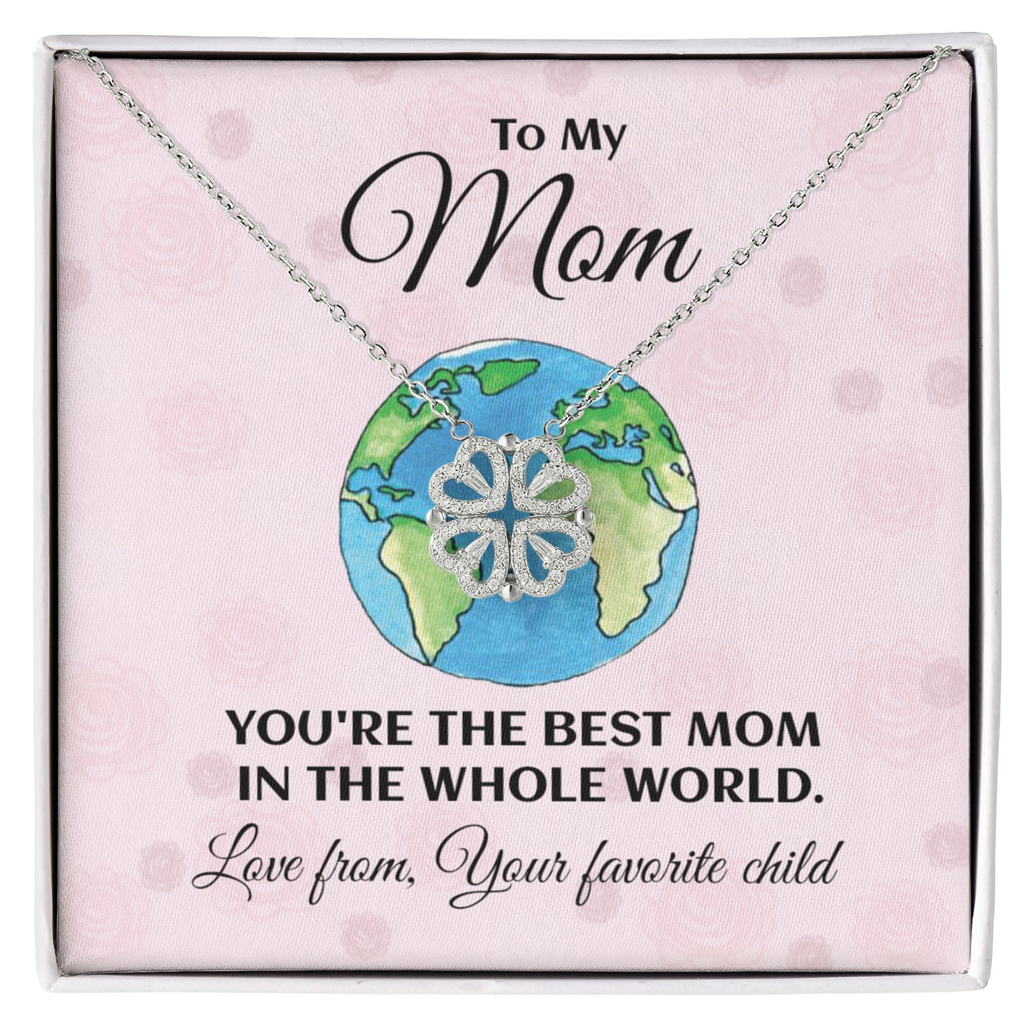 Hearts Clover Pendant Necklace Gift For Mom