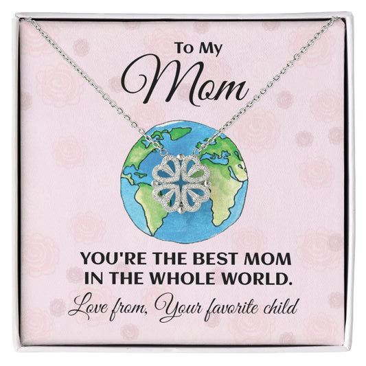 Hearts Clover Pendant Necklace Gift For Mom