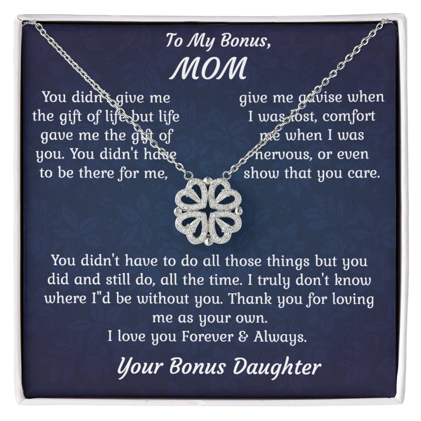 Bonus Mom Necklace Gift A Magnetic Heart Clover Pendant