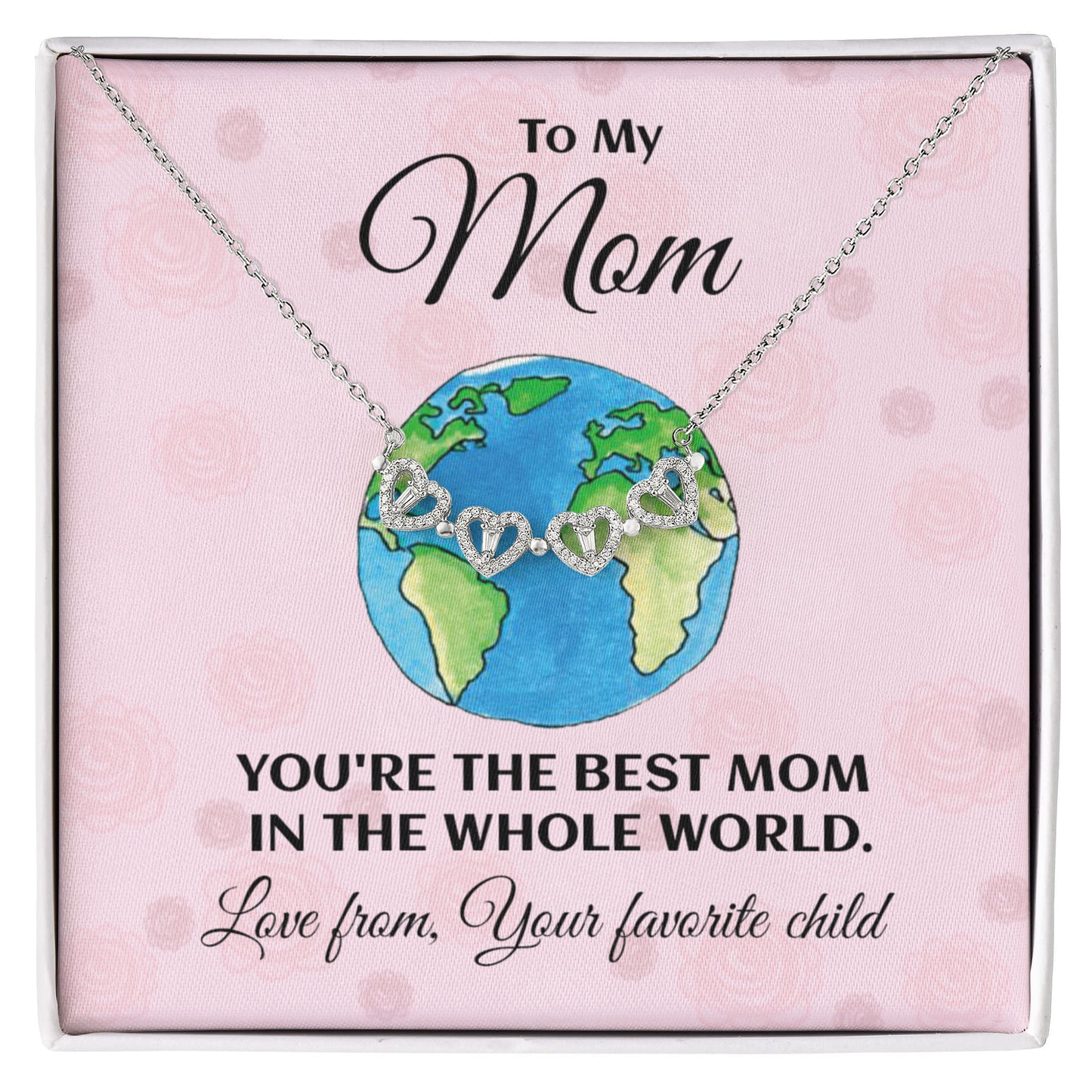 Hearts Clover Pendant Necklace Gift For Mom