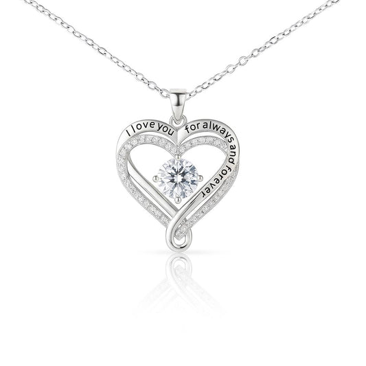 Engraved Heart Pendant Necklace - I Love You Always & Forever | Gift for Her