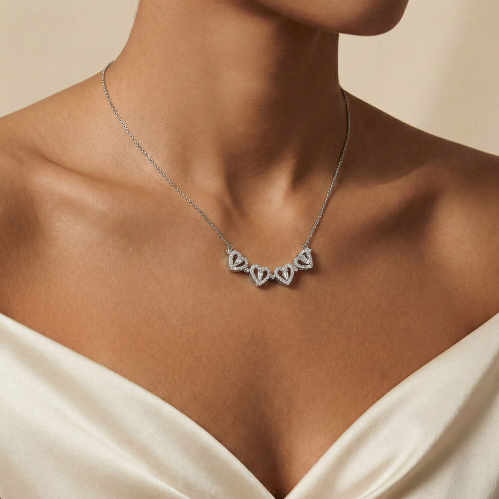 Hearts Clover Pendant Necklace Treat Yourself Gift For Her