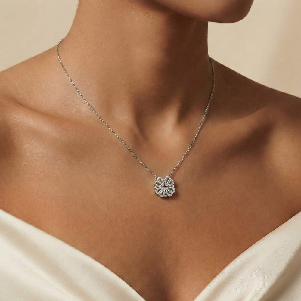 Hearts Clover Pendant Necklace Treat Yourself Gift For Her