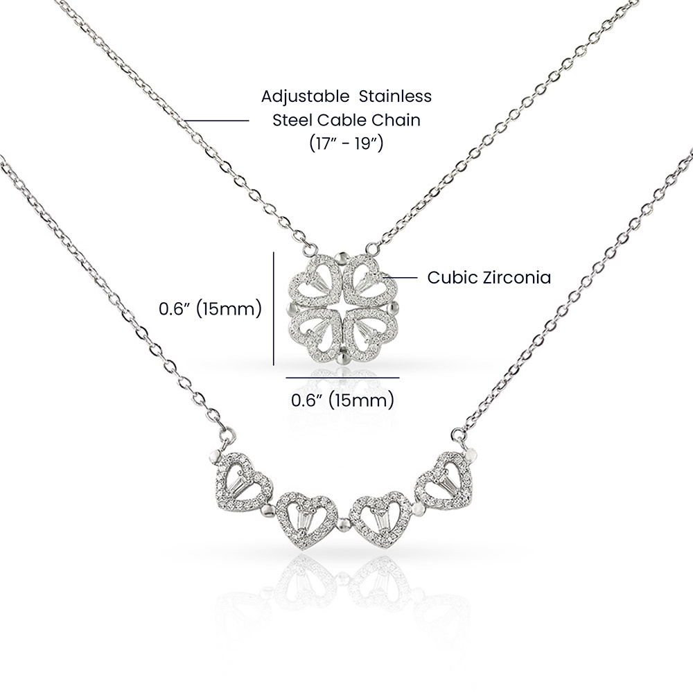 Hearts Clover Pendant Necklace Treat Yourself Gift For Her