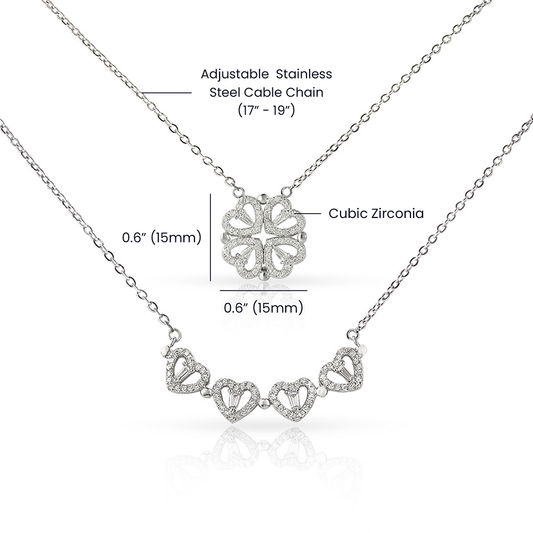 Hearts Clover Pendant Necklace Treat Yourself Gift For Her