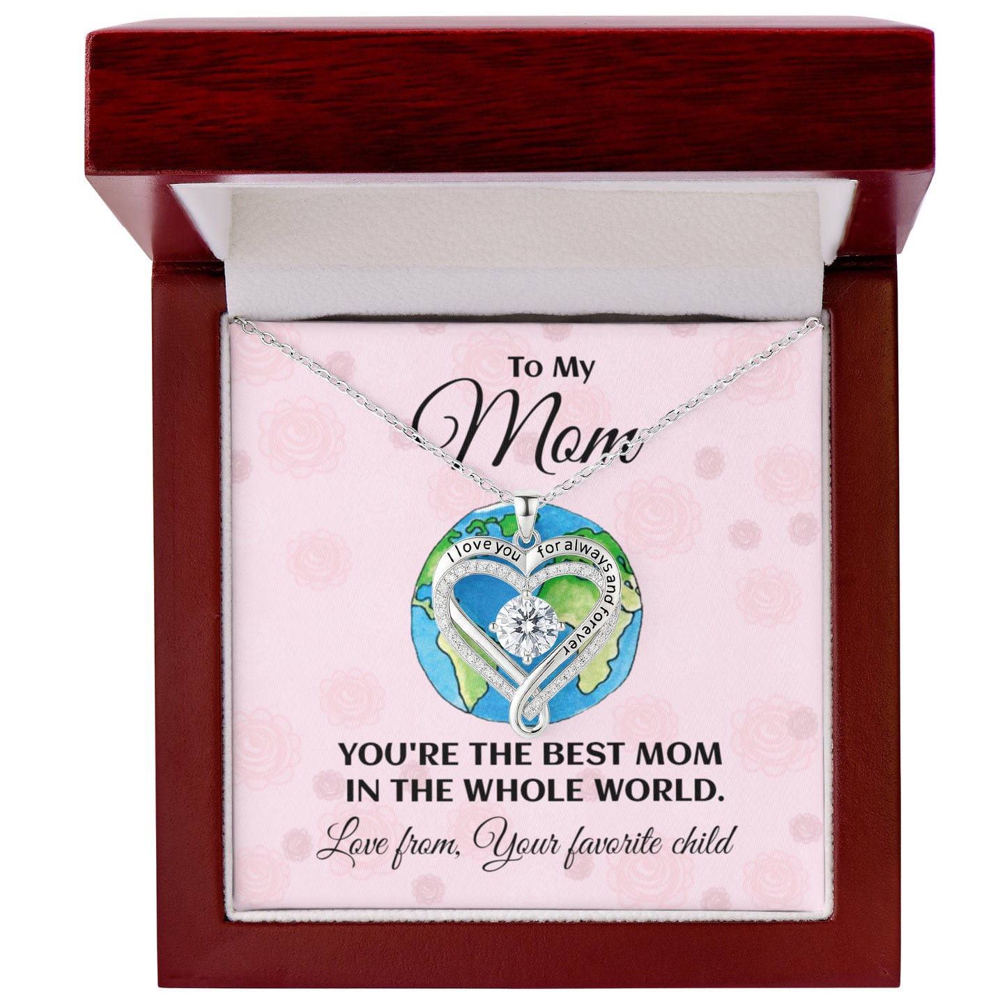 Heart Engraved Pendant Necklace Mom Gift