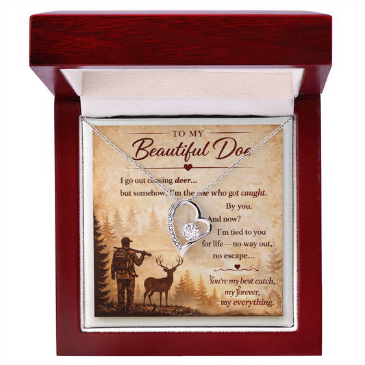 Love Heart Shape Pendant Necklace Deer Hunter's Wife Gift