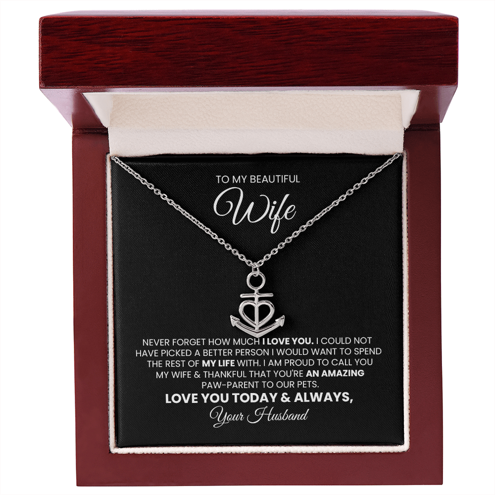 Heart Anchor Pendant Wife Gift For Fur Mom