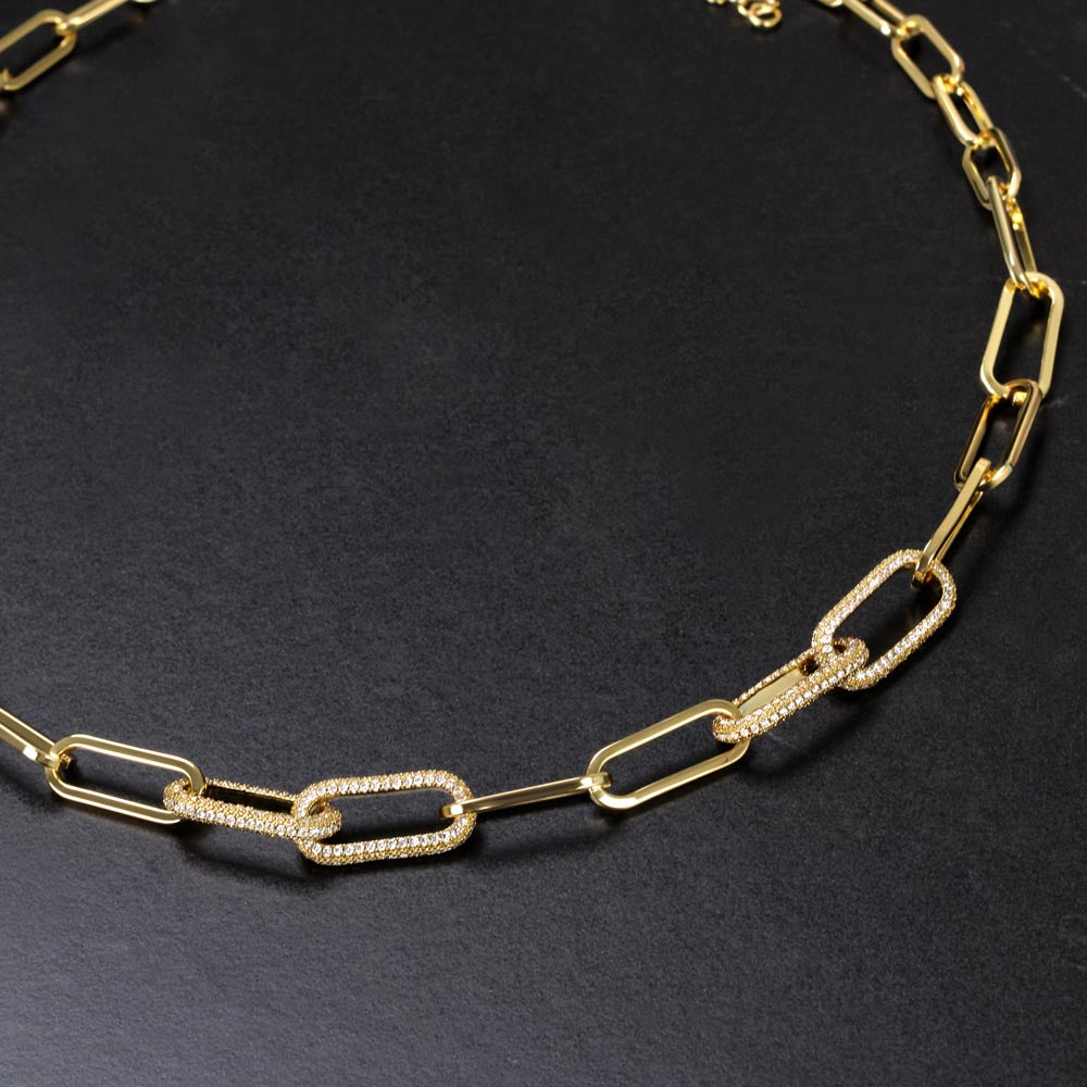 CZ Paperclip Chain Necklace Gift For Wife Anniversary Present