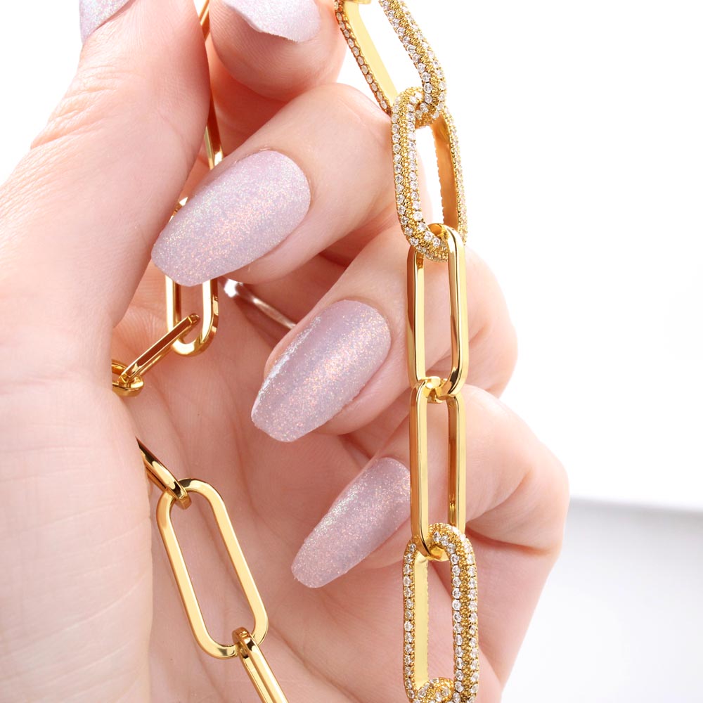 CZ Paperclip Chain Necklace Gift For Wife Anniversary Present