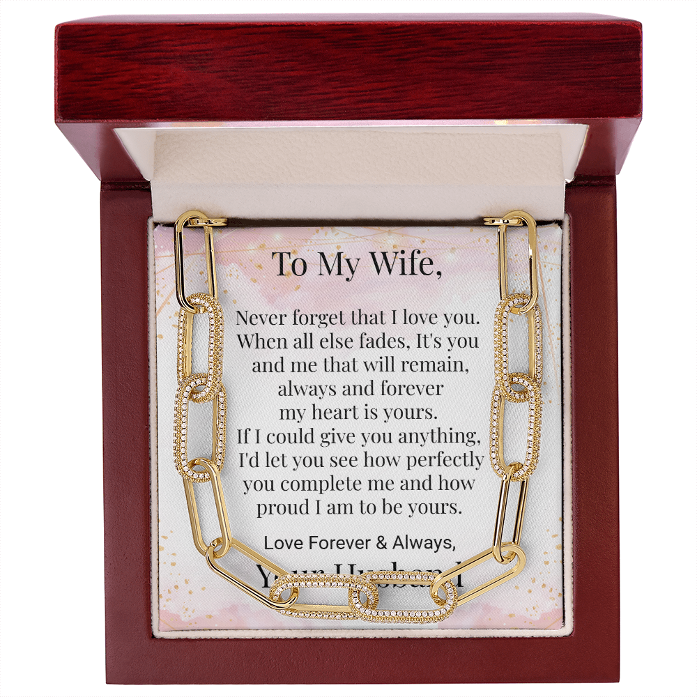 CZ Paperclip Chain Necklace Gift For Wife Anniversary Present