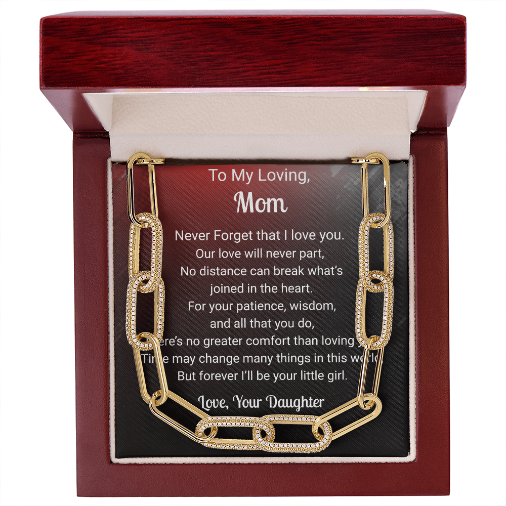 Forever Linked Necklace — "No Distance Can Break Us" Message Card Jewelry Gift for Mom