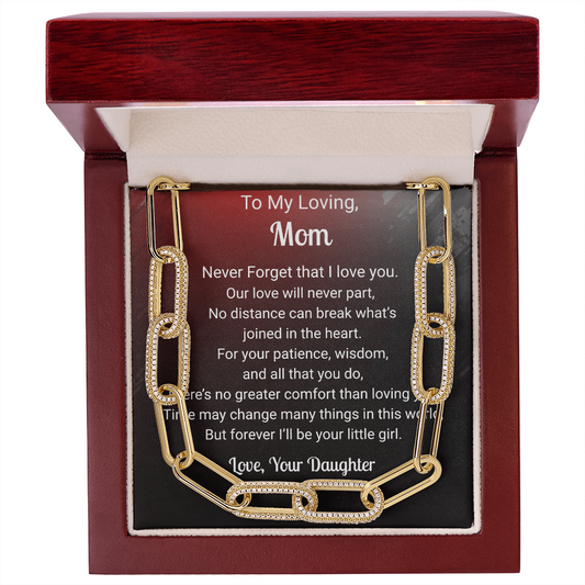 Forever Linked Necklace — "No Distance Can Break Us" Message Card Jewelry Gift for Mom