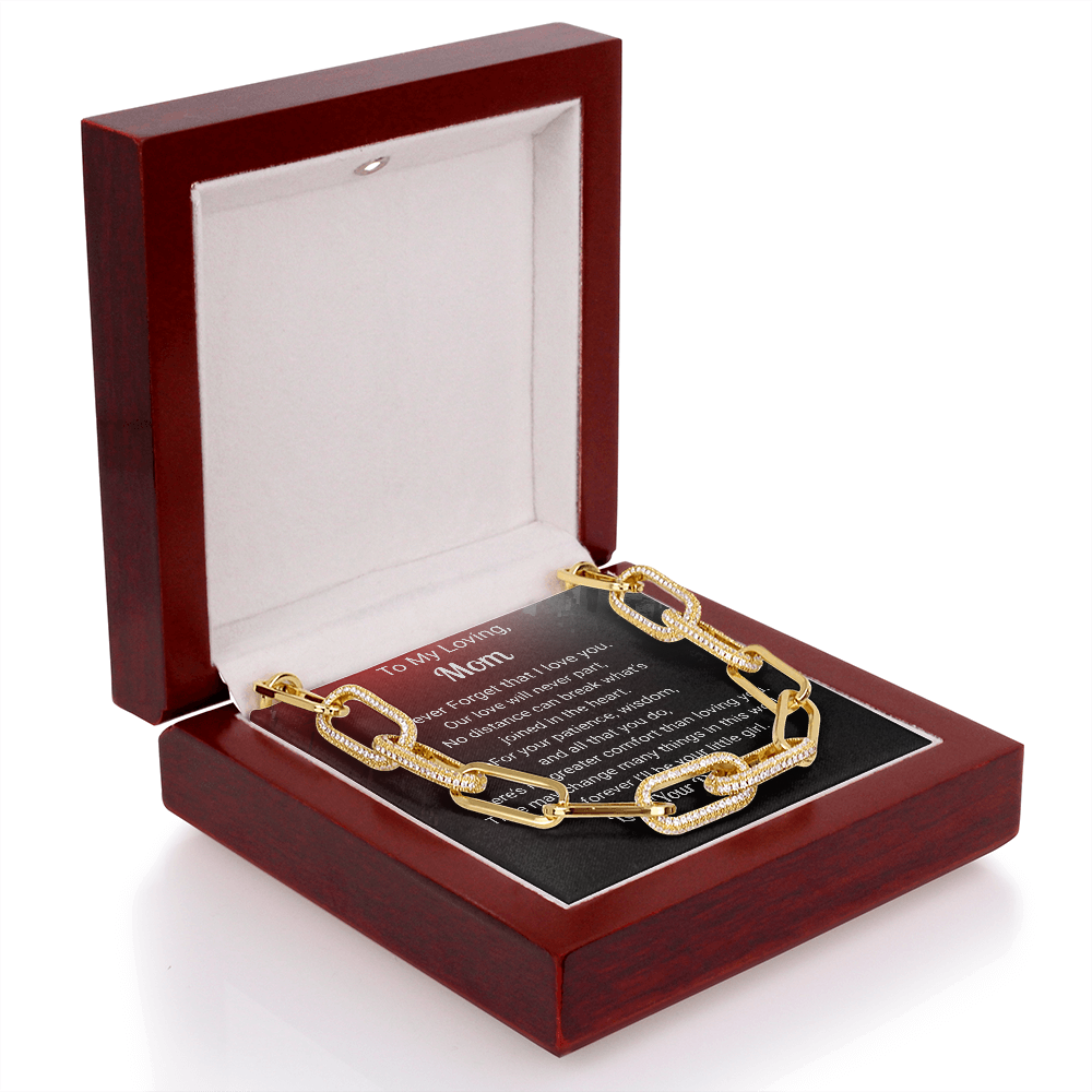 Forever Linked Necklace — "No Distance Can Break Us" Message Card Jewelry Gift for Mom