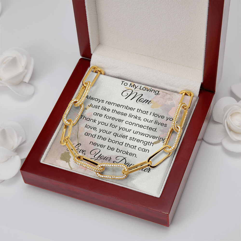Forever Linked Necklace — "Our Lives Are Forever Connected" Message Card Gift for Mom