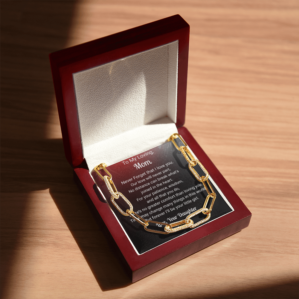 Forever Linked Necklace — "No Distance Can Break Us" Message Card Jewelry Gift for Mom