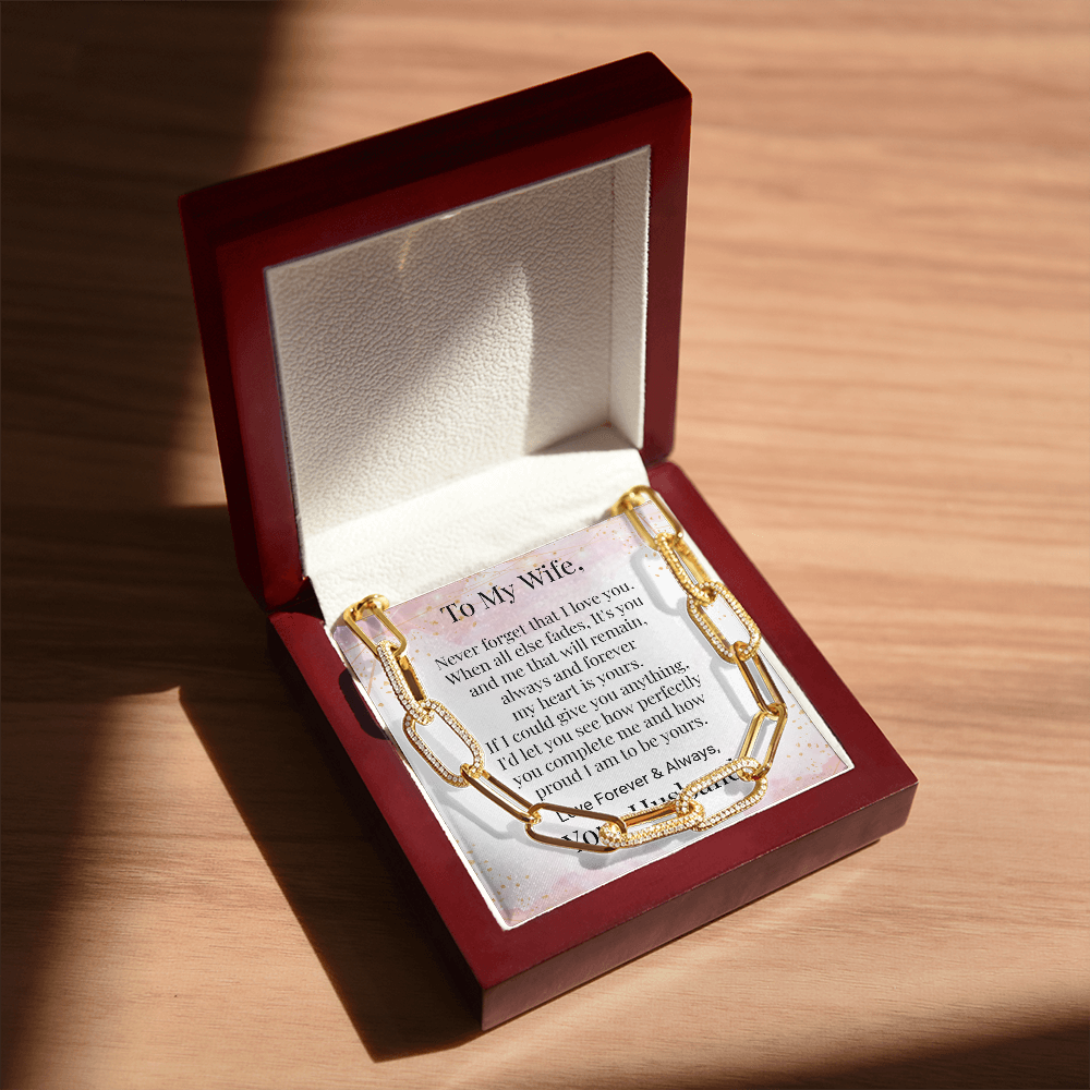 CZ Paperclip Chain Necklace Gift For Wife Anniversary Present