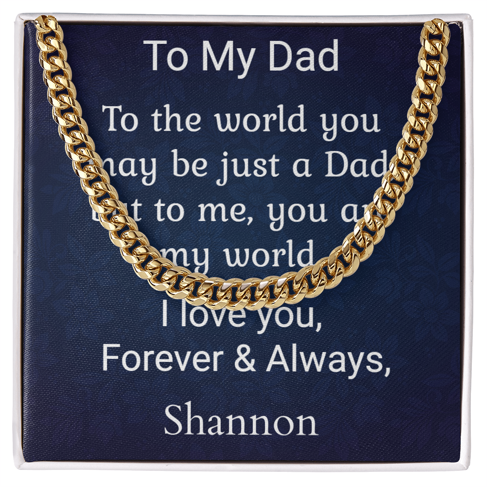 Cuban Chain Necklace Personalized Message Card To Dad Gift