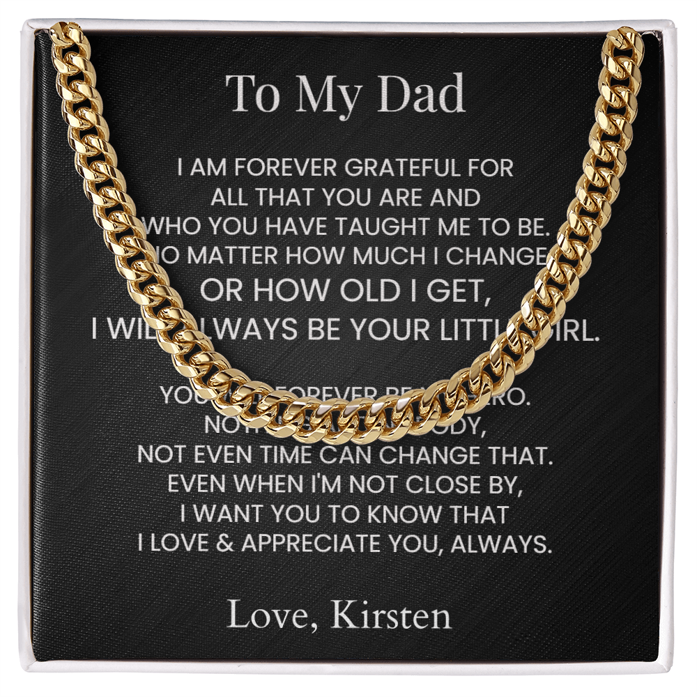Personalized Gift For Dad Cuban Chain Necklace Father's Gift From Daughter