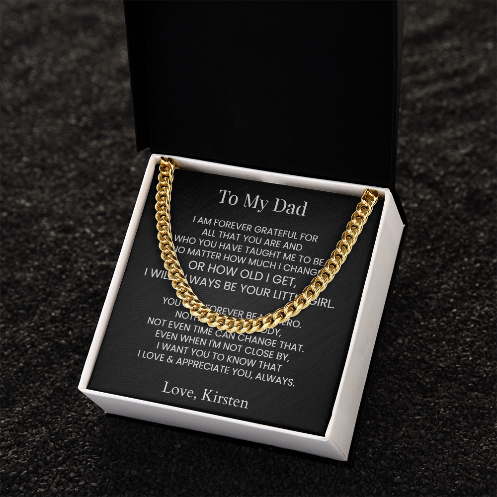 Personalized Gift For Dad Cuban Chain Necklace Father's Gift From Daughter