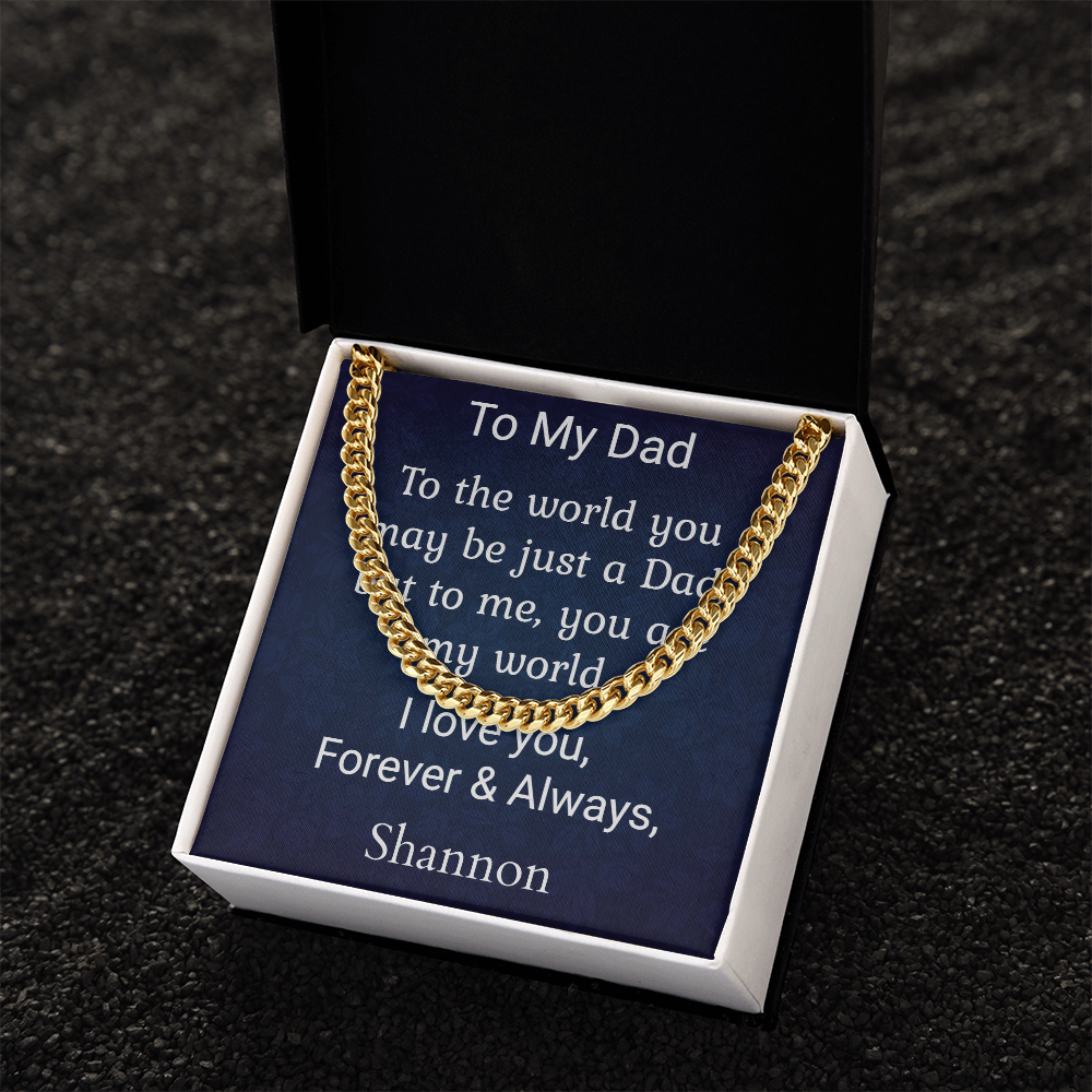 Cuban Chain Necklace Personalized Message Card To Dad Gift