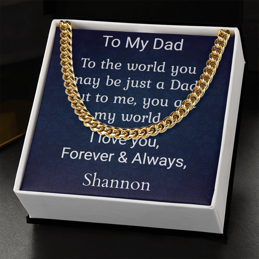 Cuban Chain Necklace Personalized Message Card To Dad Gift