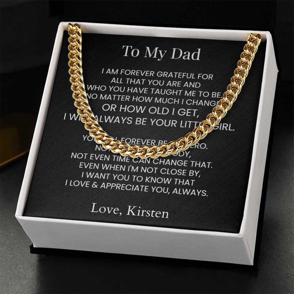 Personalized Gift For Dad Cuban Chain Necklace Father's Gift From Daughter