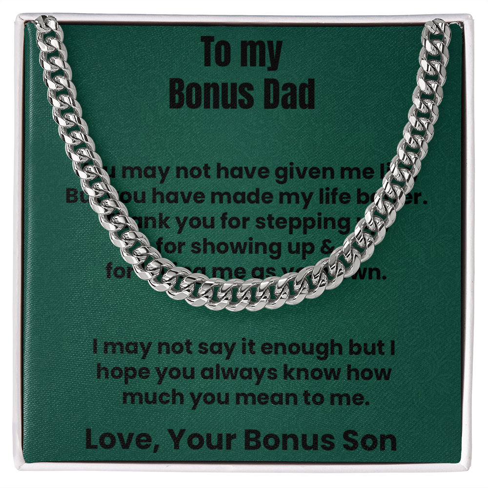 Bonus Dad Cuban Chain Necklace Gift Stepdad Gift Father's Day Present