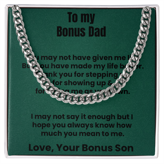 Bonus Dad Cuban Chain Necklace Gift Stepdad Gift Father's Day Present