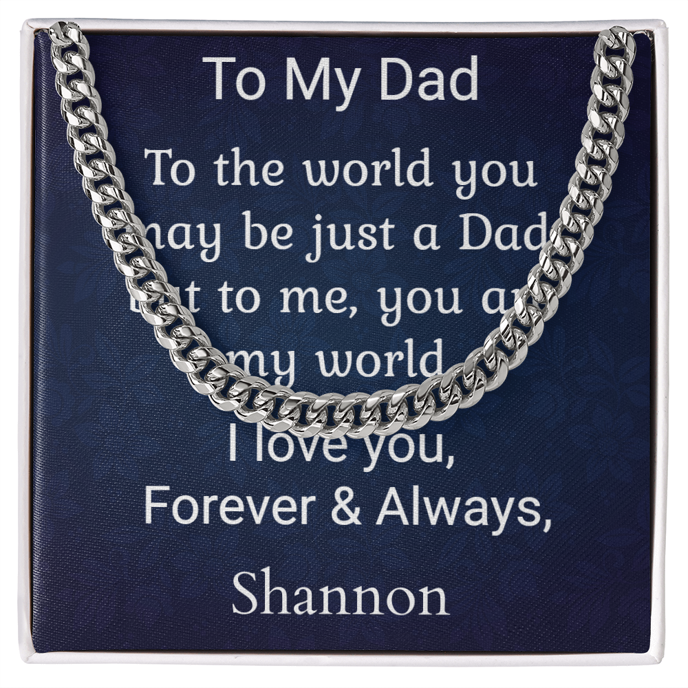 Cuban Chain Necklace Personalized Message Card To Dad Gift
