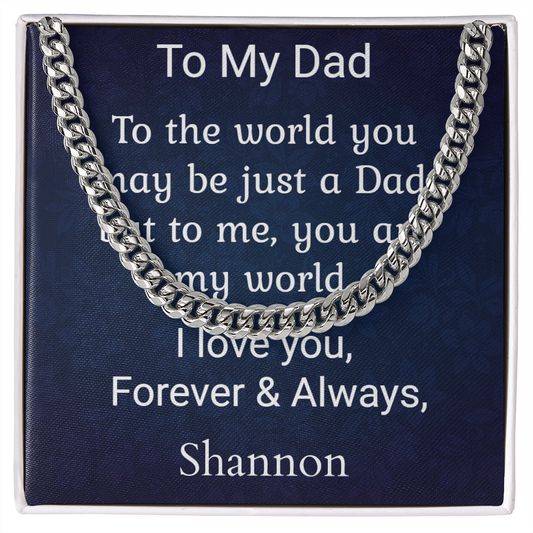 Cuban Chain Necklace Personalized Message Card To Dad Gift