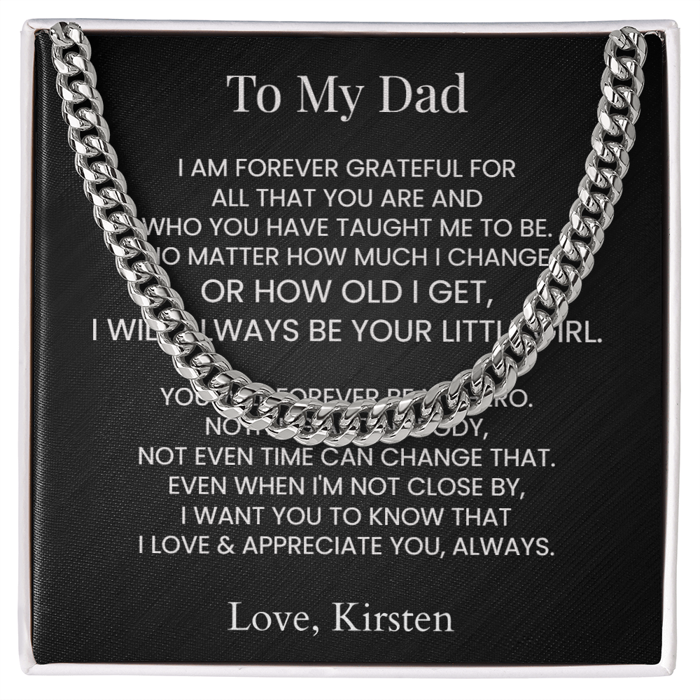Personalized Gift For Dad Cuban Chain Necklace Father's Gift From Daughter