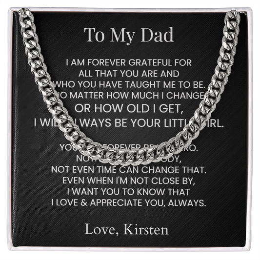 Personalized Gift For Dad Cuban Chain Necklace Father's Gift From Daughter