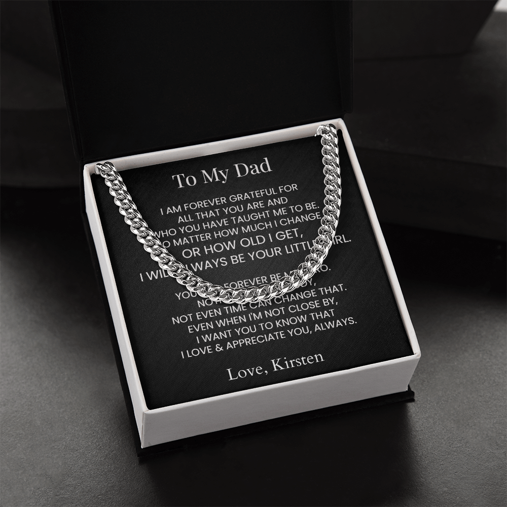 Personalized Gift For Dad Cuban Chain Necklace Father's Gift From Daughter