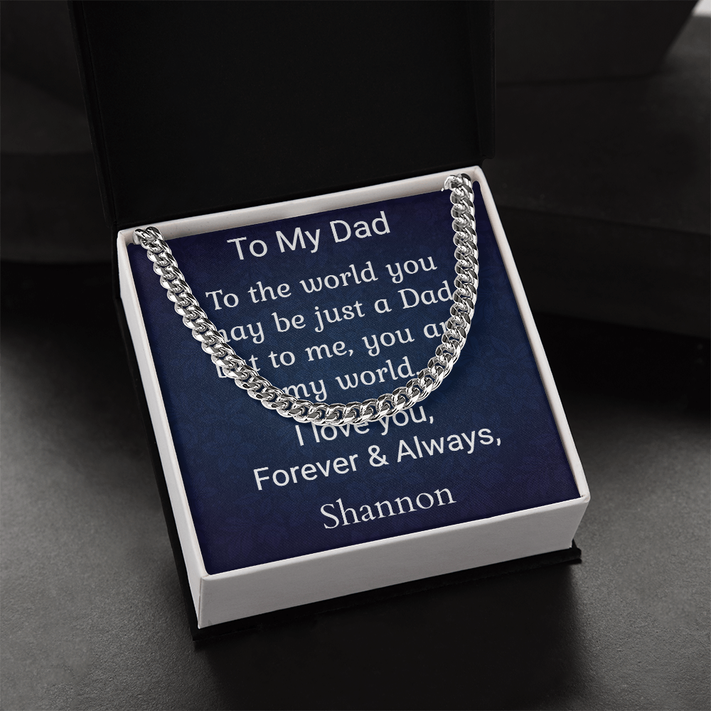 Cuban Chain Necklace Personalized Message Card To Dad Gift