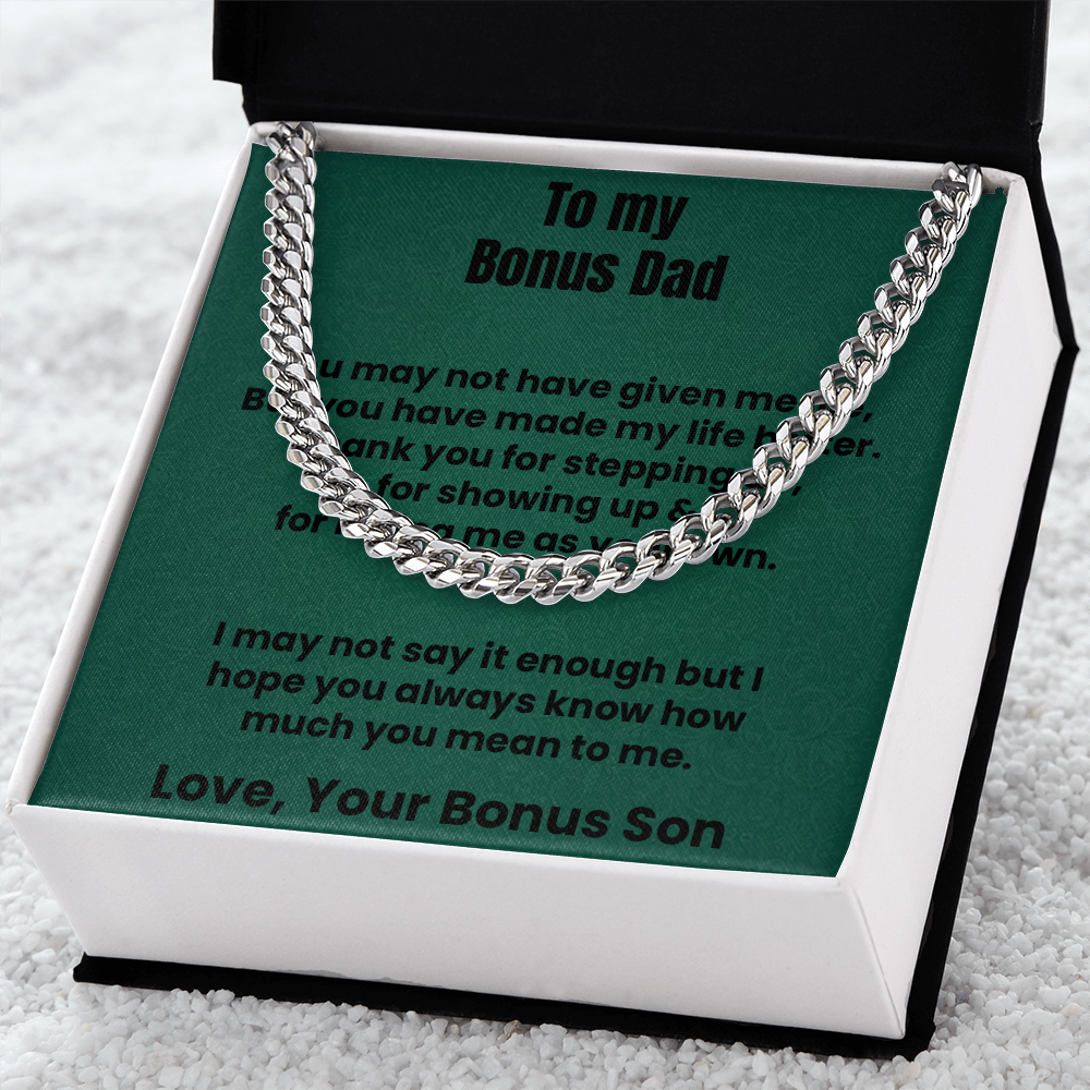Bonus Dad Cuban Chain Necklace Gift Stepdad Gift Father's Day Present