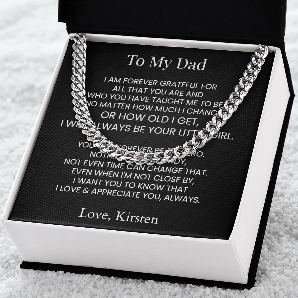 Personalized Gift For Dad Cuban Chain Necklace Father's Gift From Daughter