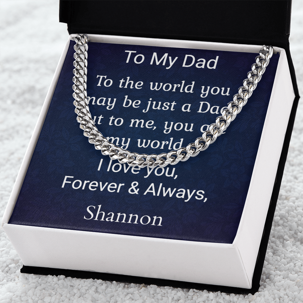 Cuban Chain Necklace Personalized Message Card To Dad Gift