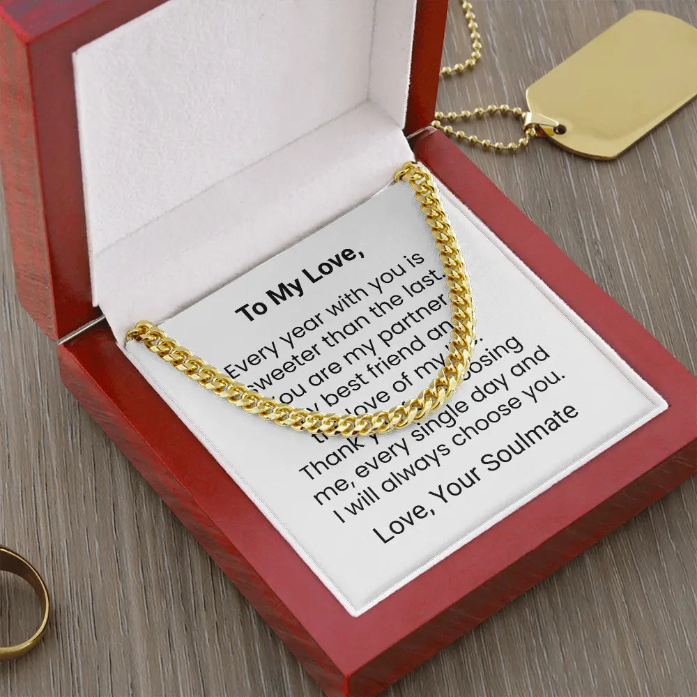 Husband Gift For Him Cuban Link Chain Necklace Anniversary Gift Soulmate Birthday Gift ShineOn Fulfillment