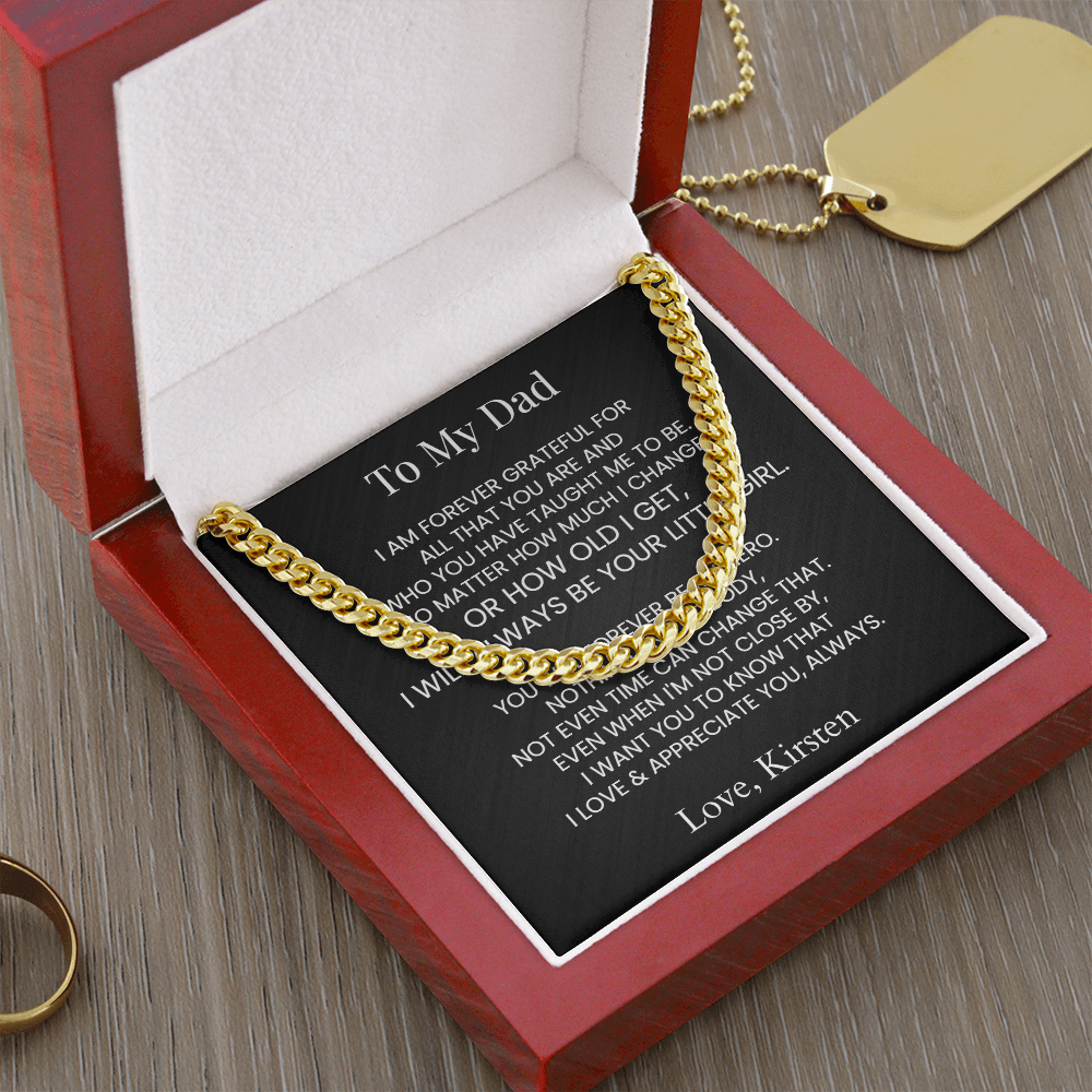 Personalized Gift For Dad Cuban Chain Necklace Father's Gift From Daughter