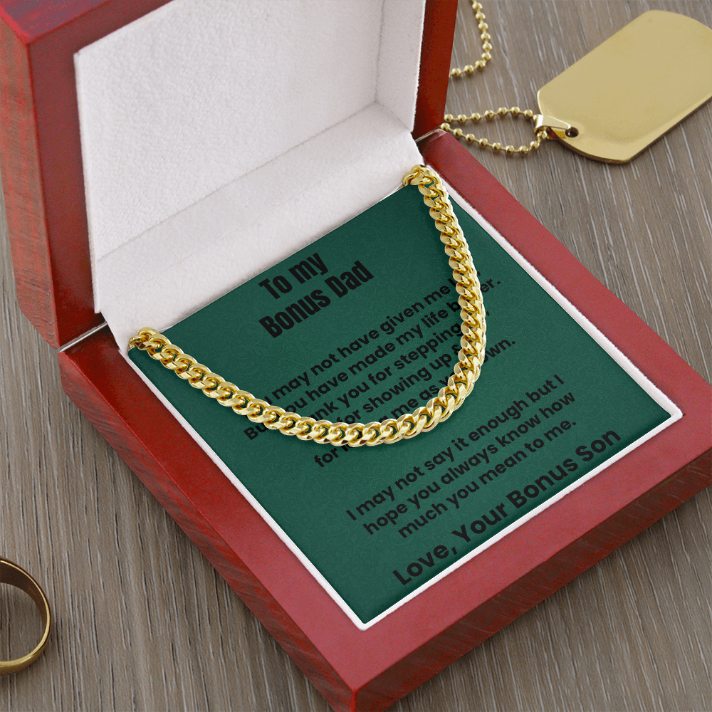 Bonus Dad Cuban Chain Necklace Gift Stepdad Gift Father's Day Present