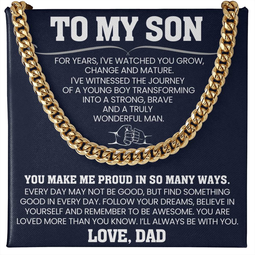 Cuban Chain Necklace for Son - Graduation Gift from Dad