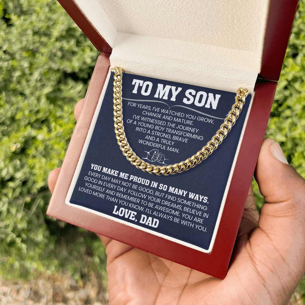 Cuban Chain Necklace for Son - Graduation Gift from Dad